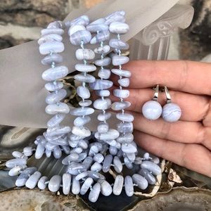 Gem Insider® 45" Blue Lace Necklace & earrings